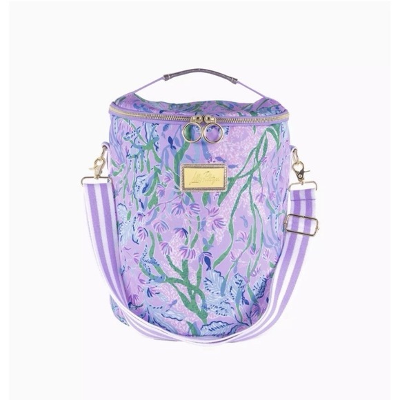 Lilly Pulitzer Purple Insulated Beach Cooler Multi Seacret Escape Home NWOT - Picture 11 of 11